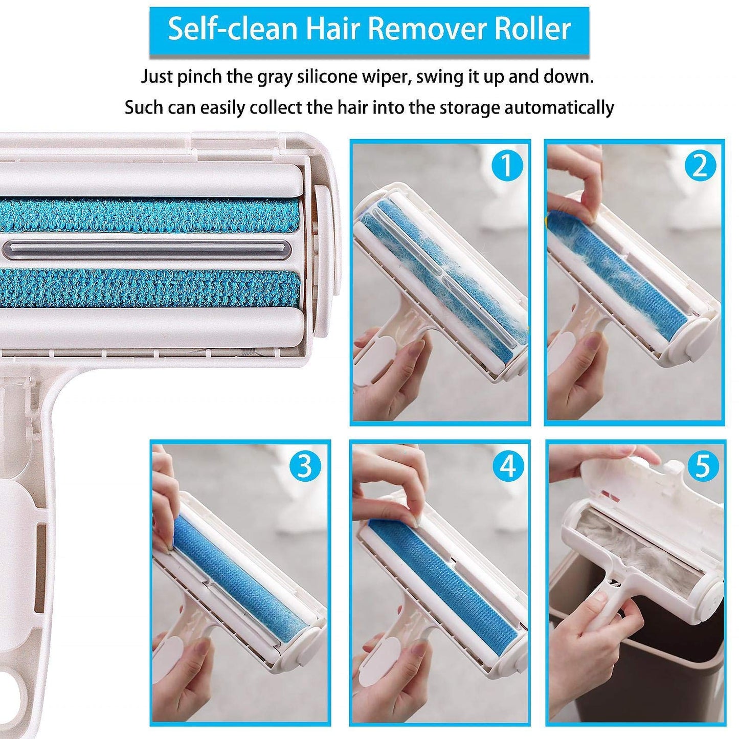 ACE2ACE Pet Hair Remover Roller, Reusable Animal Hair Removal Brush for Dogs and Cats