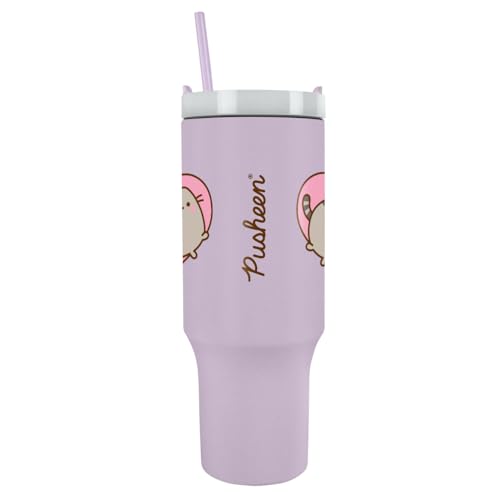 Pyramid International Pusheen Heart 40oz/1200ML Tumbler with Straw and Lid, BPA-Free, Red