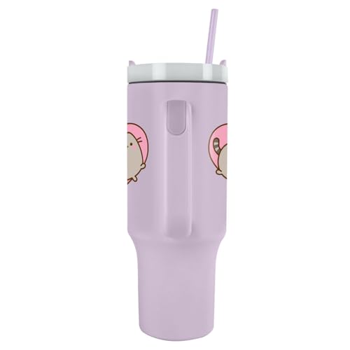 Pyramid International Pusheen Heart 40oz/1200ML Tumbler with Straw and Lid, BPA-Free, Red