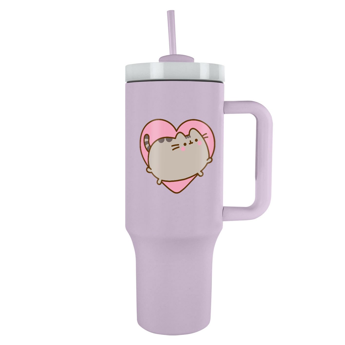 Pyramid International Pusheen Heart 40oz/1200ML Tumbler with Straw and Lid, BPA-Free, Red