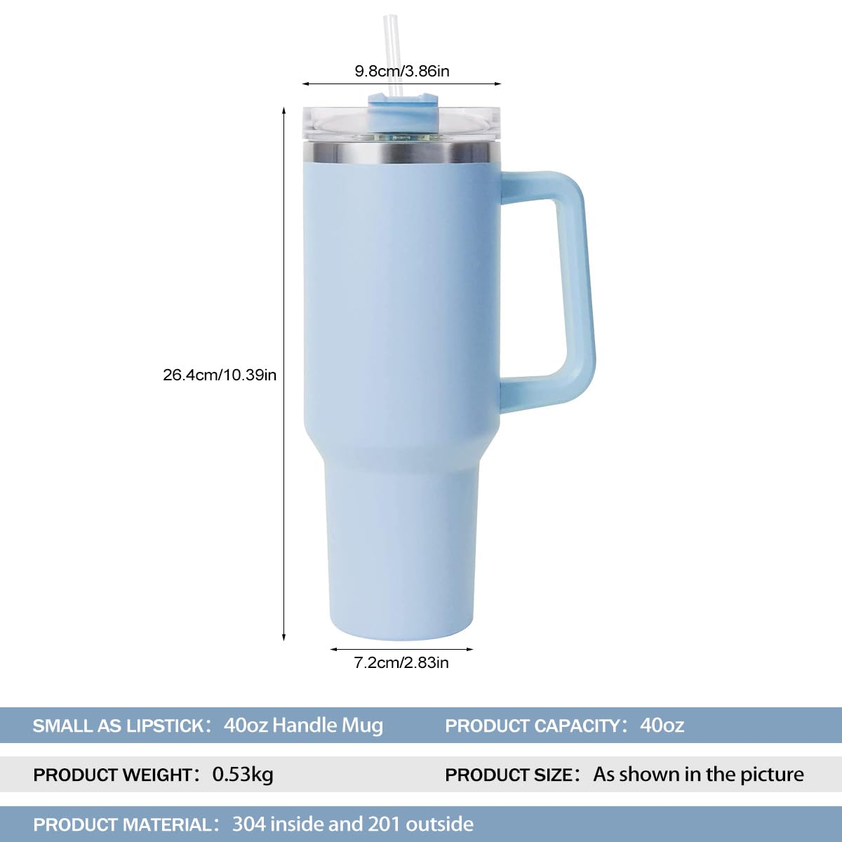 cotton yangda mebiusyhc 40oz Stainless Steel Vacuum Insulated Cup, Blue