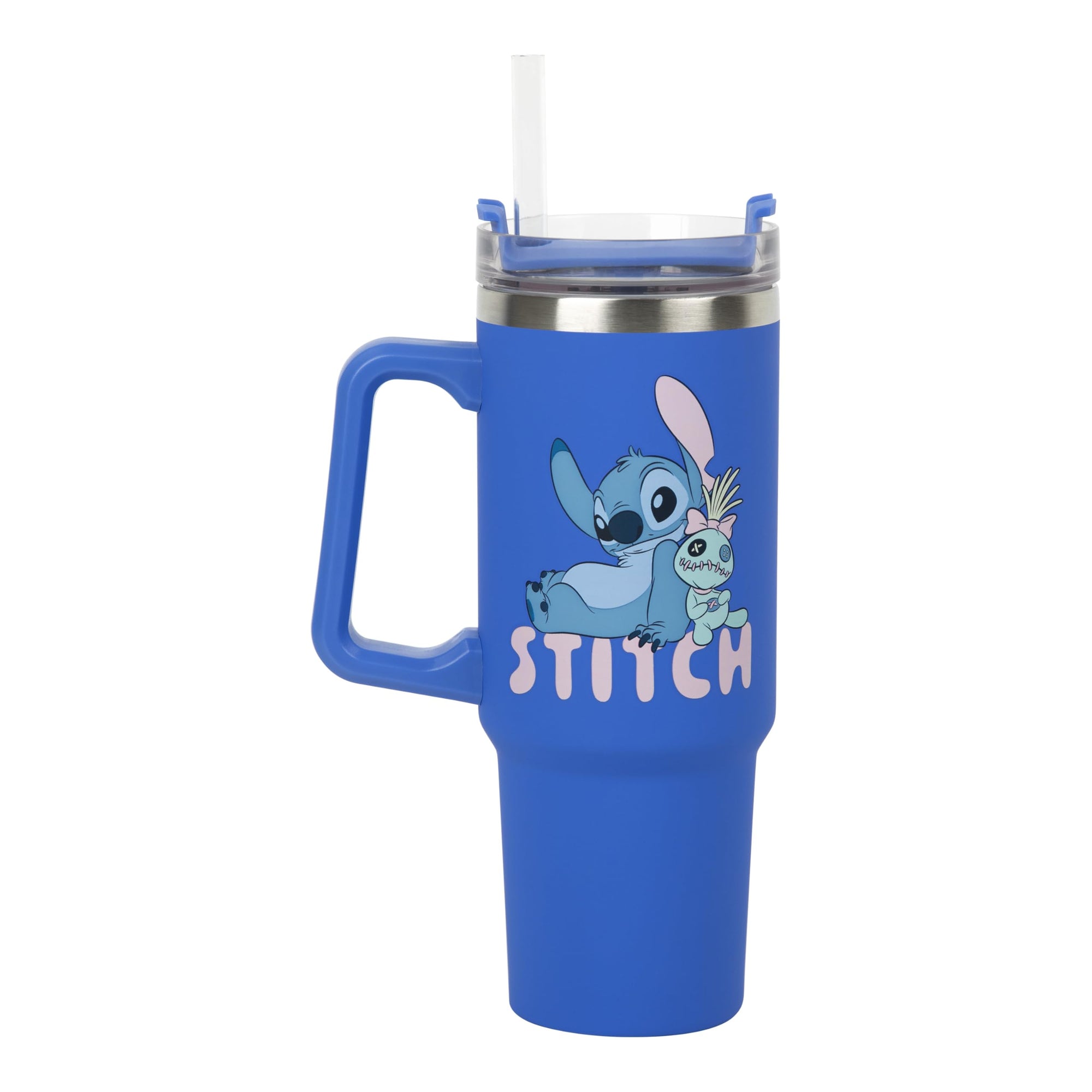 Paladone Disney Stitch 900 ml Blue Insulated Travel Cup and Straw