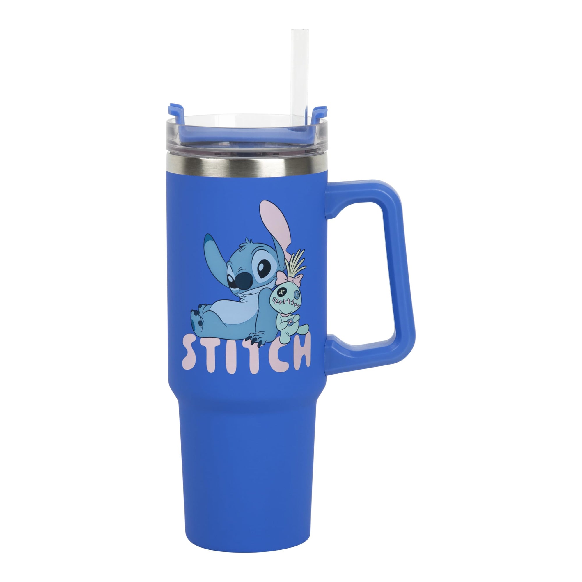 Paladone Disney Stitch 900 ml Blue Insulated Travel Cup and Straw