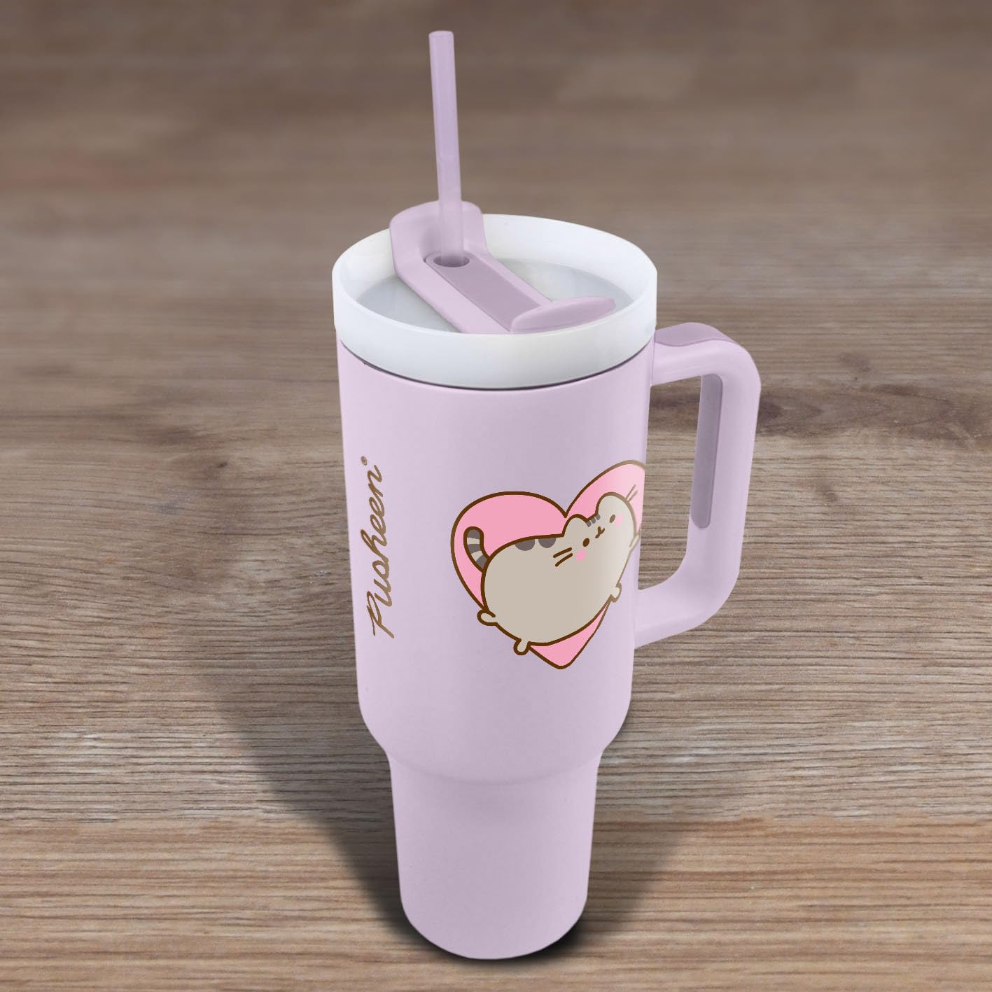 Pyramid International Pusheen Heart 40oz/1200ML Tumbler with Straw and Lid, BPA-Free, Red