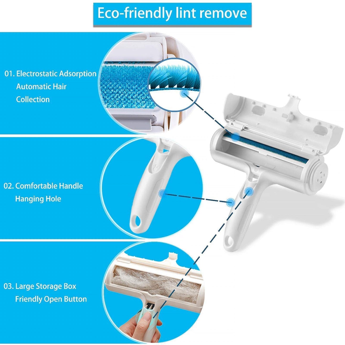 ACE2ACE Pet Hair Remover Roller, Reusable Animal Hair Removal Brush for Dogs and Cats