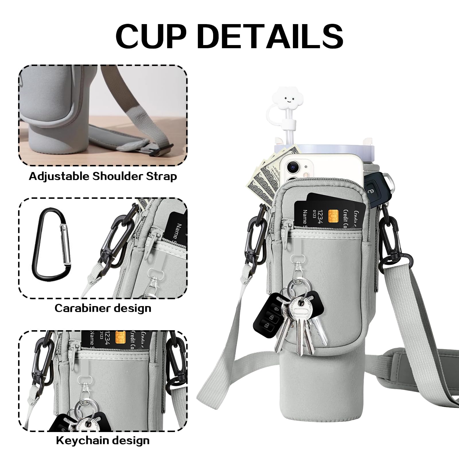 Stanley Cup Bag 1.2 L / 40 oz, Travel and Sports (Silver Grey)