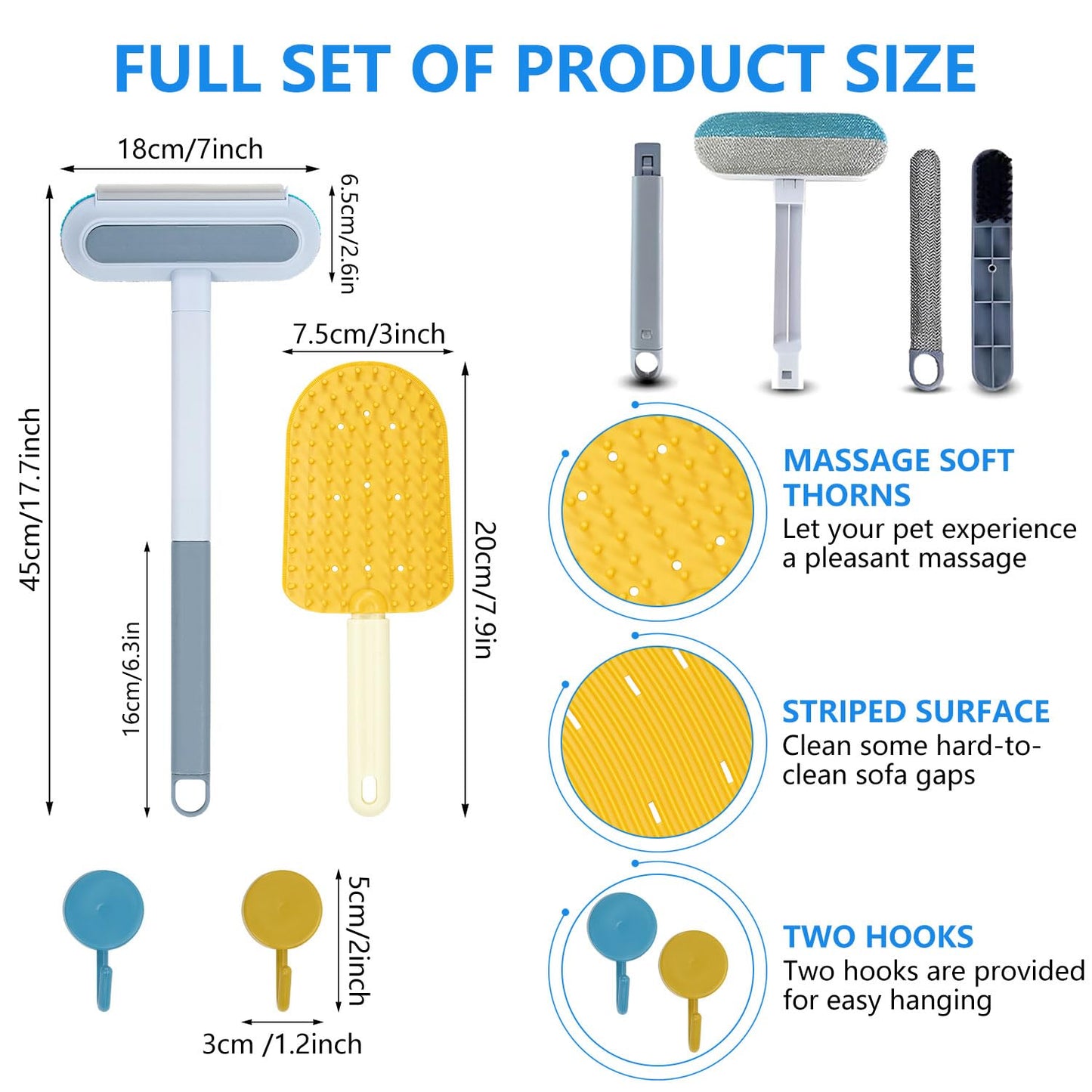 Pet Hair Remover for Carpet, 4 In 1 Multifunctional Pet Dog Cat Hair Remover