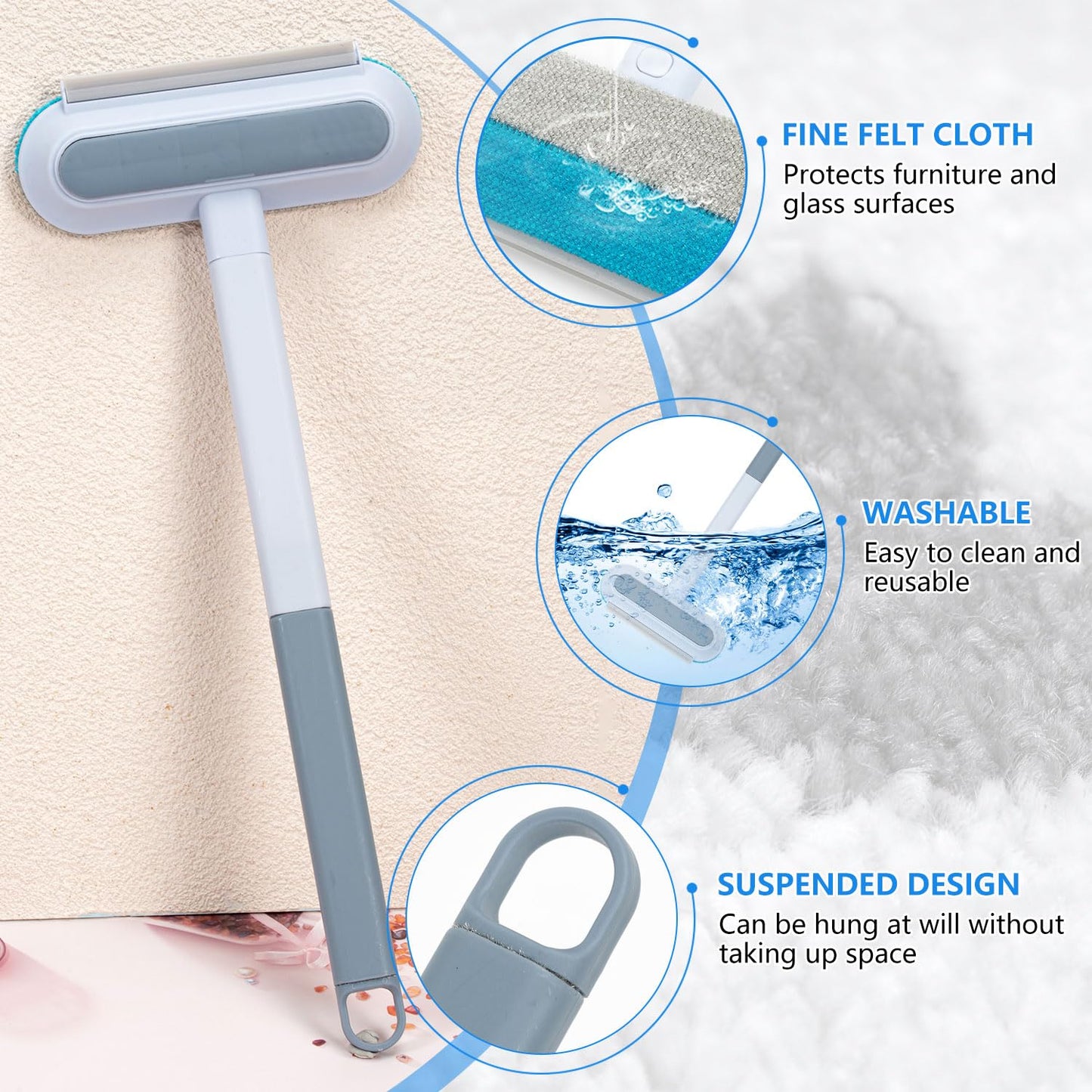 Pet Hair Remover for Carpet, 4 In 1 Multifunctional Pet Dog Cat Hair Remover
