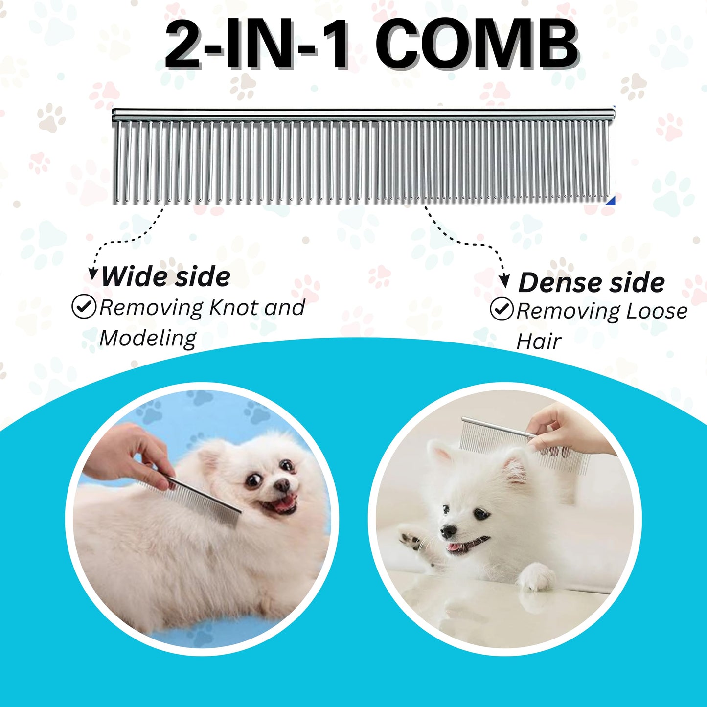 Candure Dematting Comb for Dog and Cat, Pet Grooming Rake and Brushes (Blue)